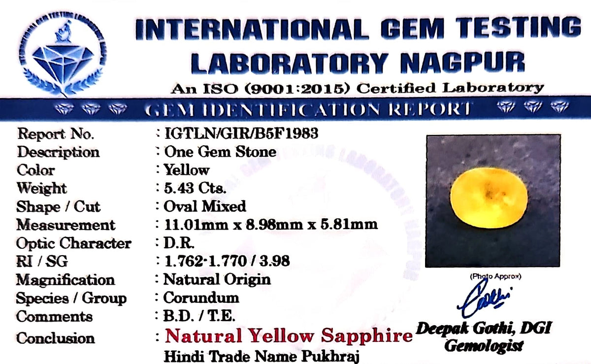 Yellow Sapphire - Pukhraj Stone - Carat 5.43