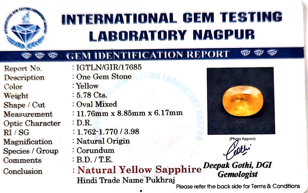 Yellow Sapphire - Pukhraj Stone - Carat 5.78