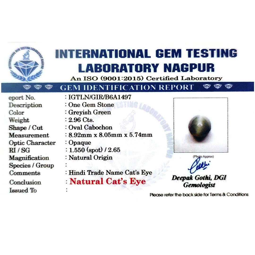 Catseye Stone (Lehsuniya Stone) - Carat 2.96