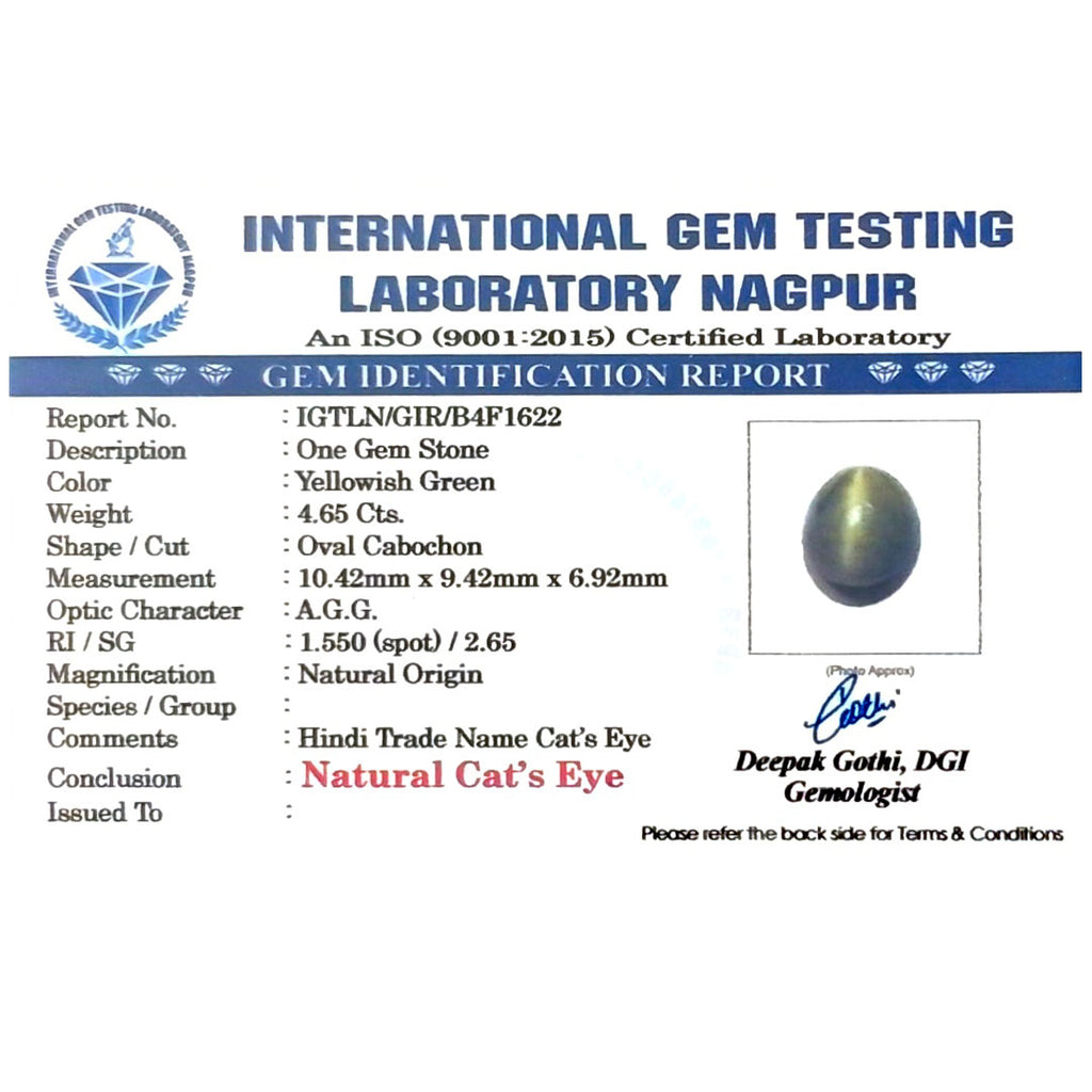 Catseye Stone (Lehsuniya Stone) - Carat 4.65