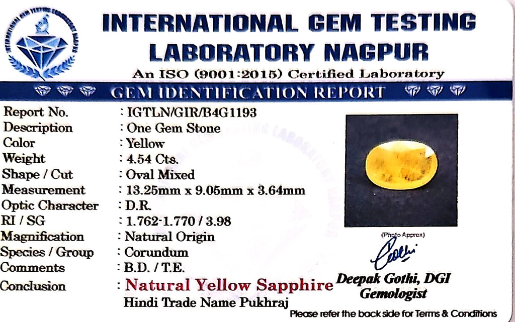 Yellow Sapphire - Pukhraj Stone - Carat 4.54