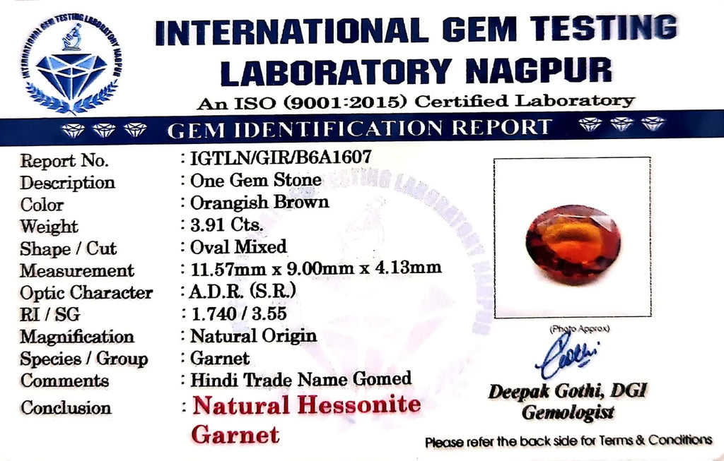 Gomed Stone (Hessonite) - Carat 3.91