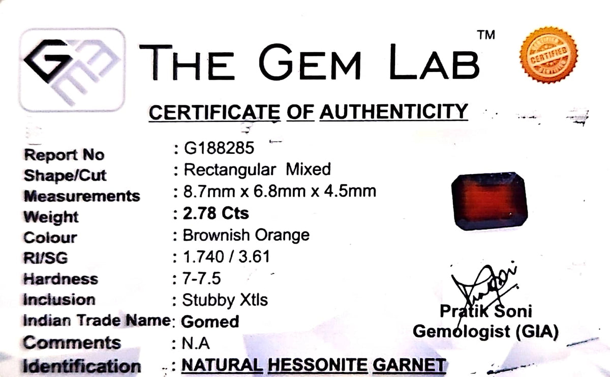 Gomed Stone (Hessonite) - Carat 2.78