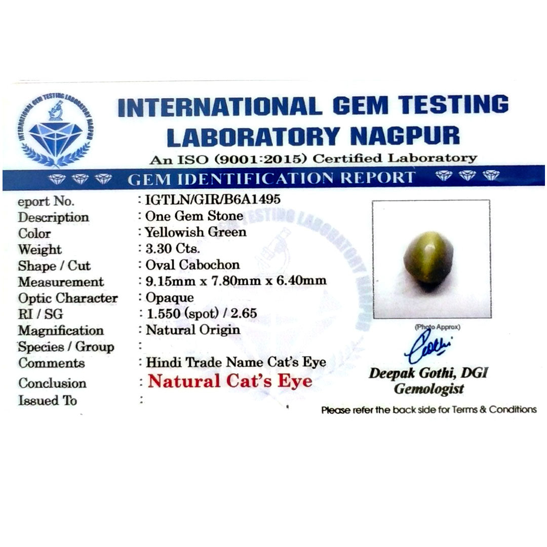 Catseye Stone (Lehsuniya Stone) - Carat 3.30