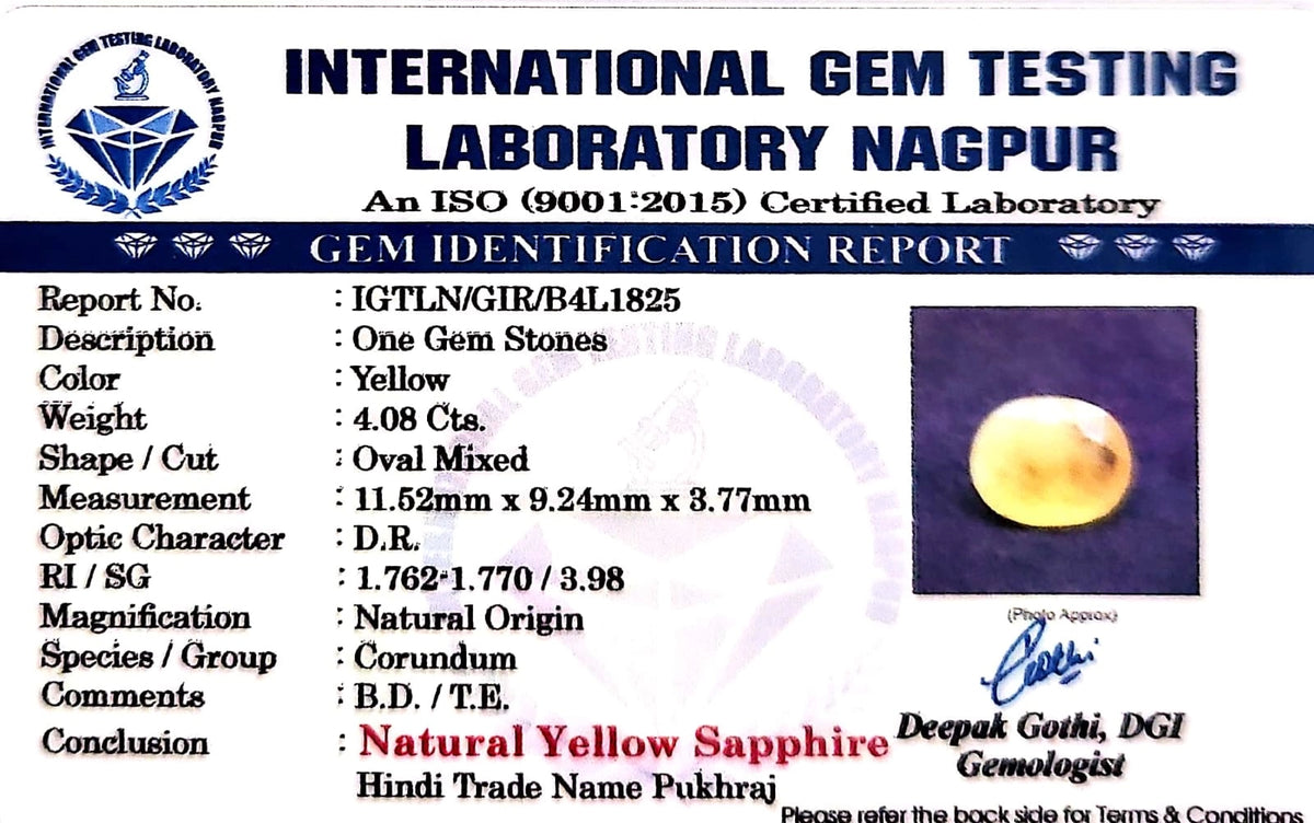 Yellow Sapphire - Pukhraj Stone - Carat 4.08