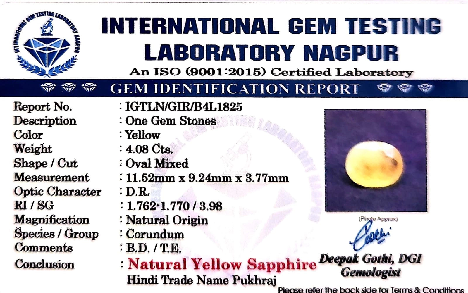 Yellow Sapphire - Pukhraj Stone - Carat 4.08
