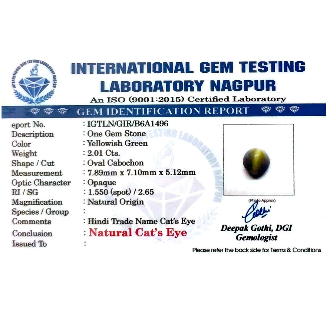 Catseye Stone (Lehsuniya Stone) - Carat 2.01