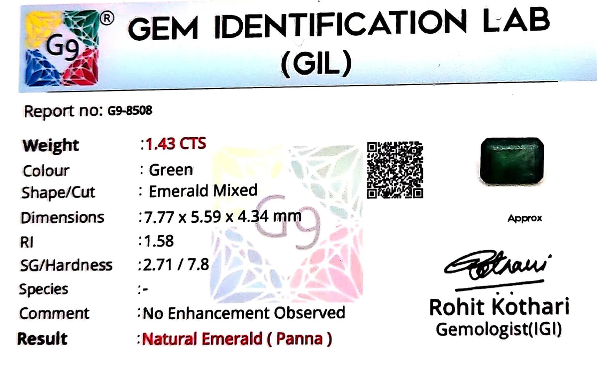 Emerald Stone - Panna stone - Carat 1.43