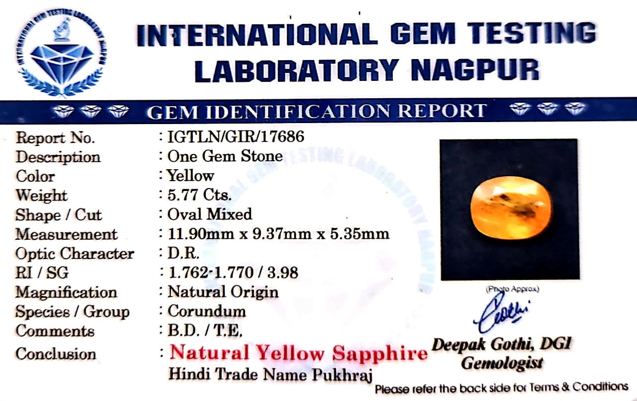 Yellow Sapphire - Pukhraj Stone - Carat 5.77