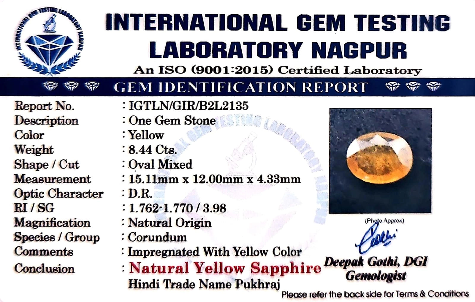 Yellow Sapphire - Pukhraj Stone - Carat 8.44