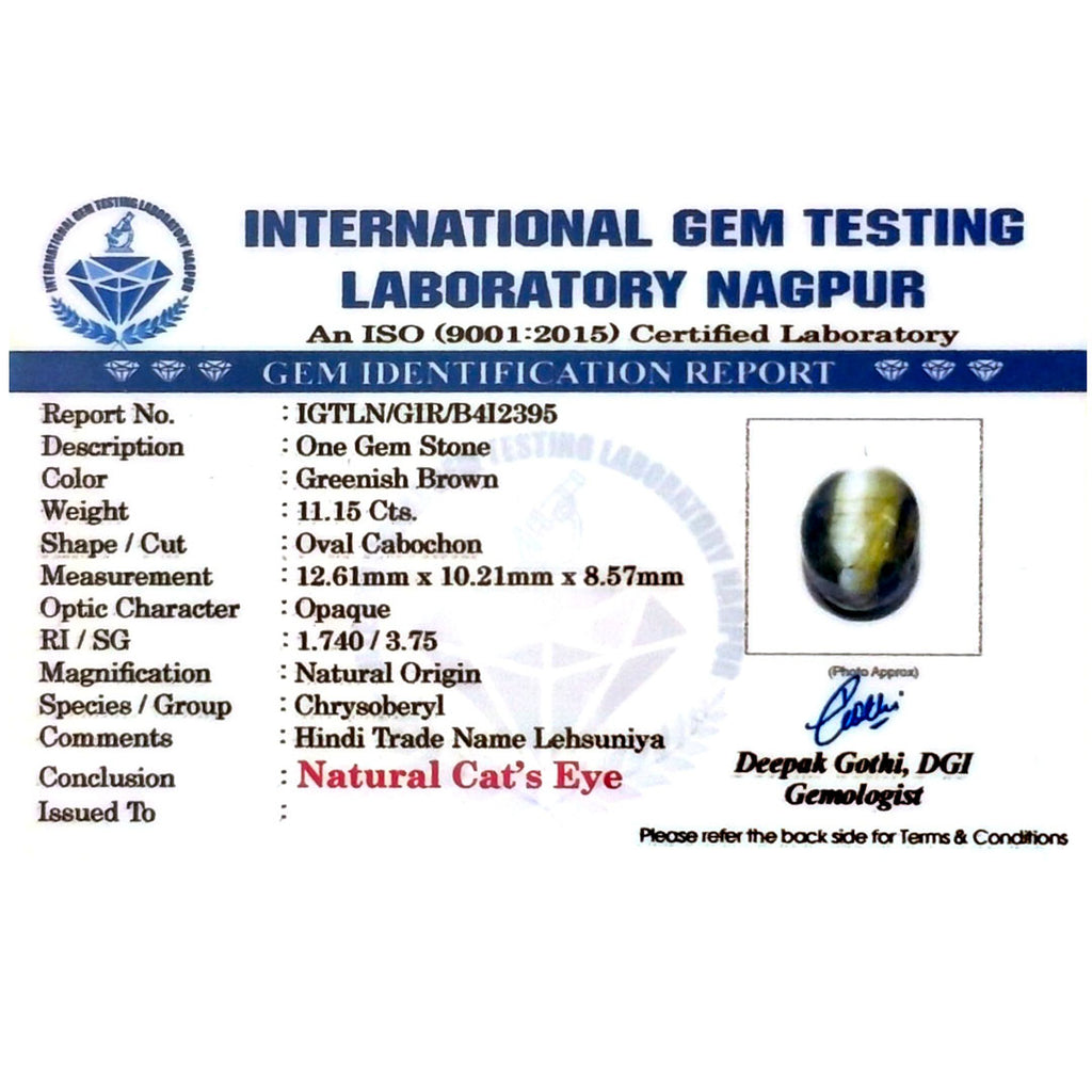 Catseye Stone (Lehsuniya Stone) - Carat 11.15