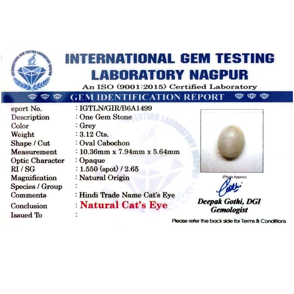 Catseye Stone (Lehsuniya Stone) - Carat 3.12