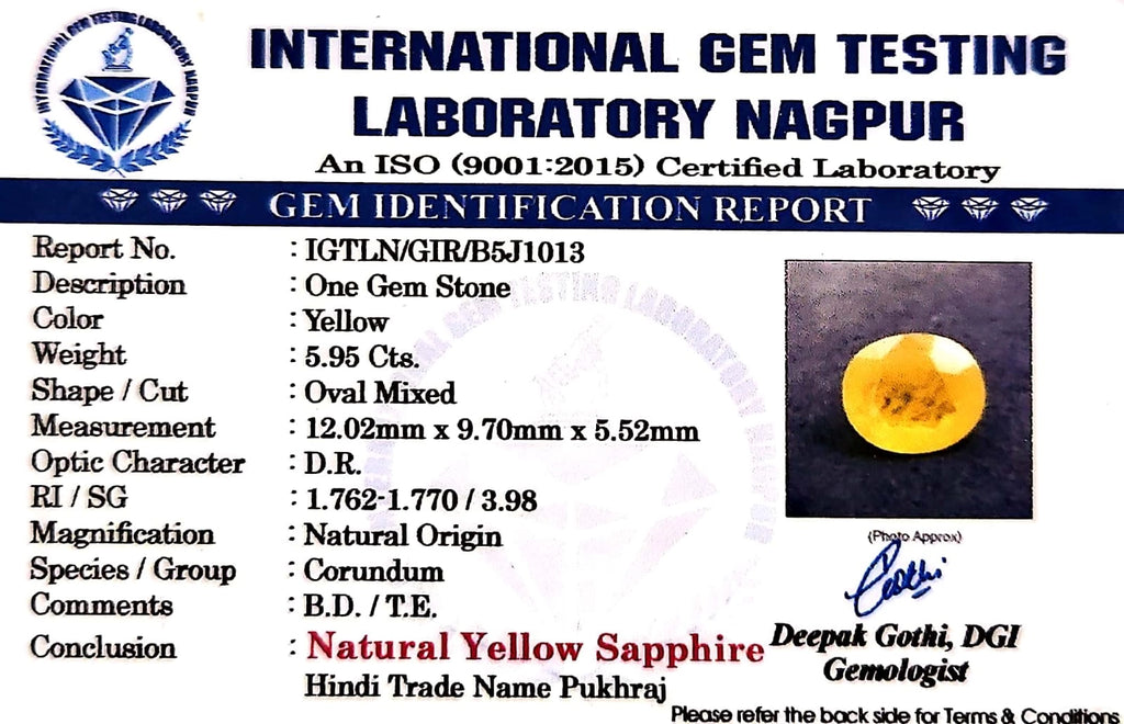 Yellow Sapphire - Pukhraj Stone - Carat 5.95