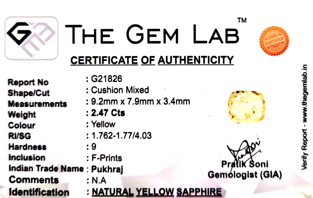 Yellow Sapphire - Pukhraj Stone - Carat 2.47