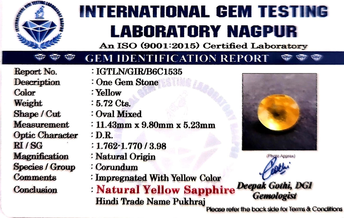 Yellow Sapphire - Pukhraj Stone - Carat 5.72