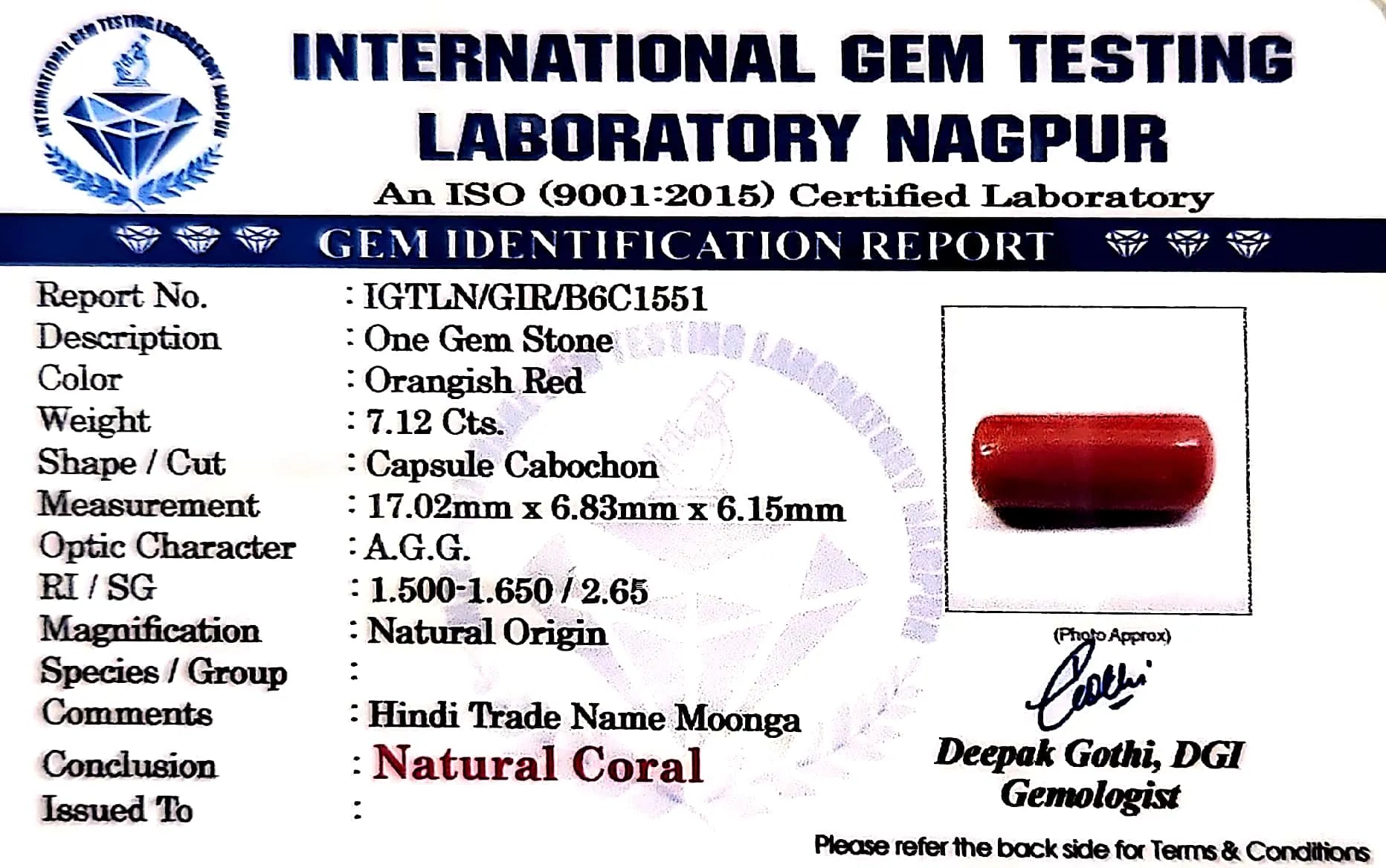 Red Coral - Moonga Gemstone - Carat 7.12