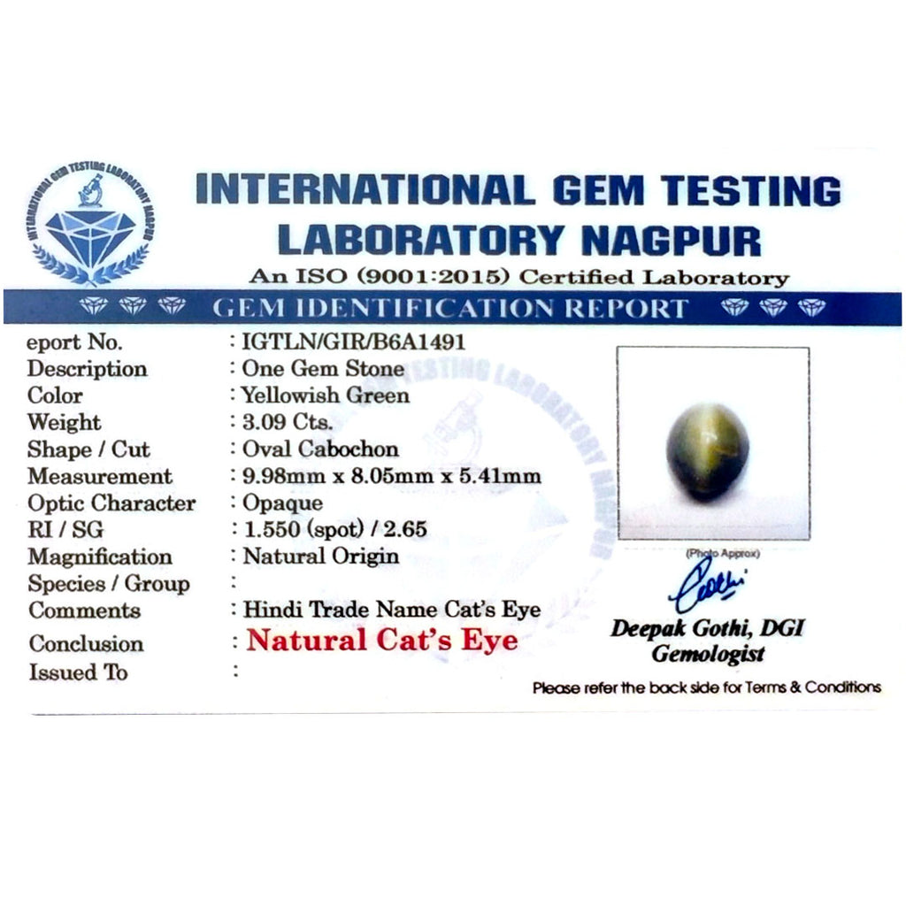 Catseye Stone (Lehsuniya Stone) - Carat 3.09