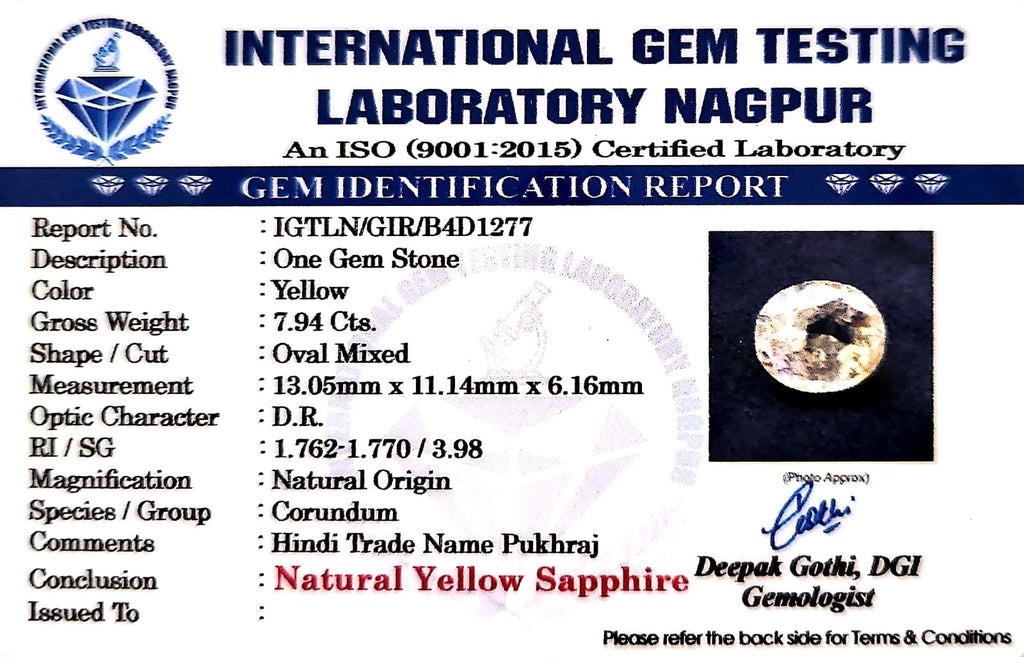 Yellow Sapphire - Pukhraj Stone - Carat 7.94